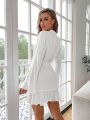 Flounce Sleeve Ruffle Hem Belted Lounge Robe