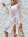 SHEIN Swim Chicsea Ladies' Hollow Out Side Split Hem Cover Up Dress