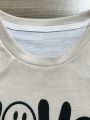 Men'S Casual Printed T-Shirt With Fun Letter & Face Pattern