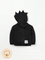 Cozy Cub Baby Boy Patch Detail Kangaroo Pocket Triangle Trim Hoodie