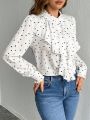 SHEIN Privé Ruffle Heart Embellished Collar Shirt