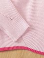 SHEIN Kids EVRYDAY Tween Girl Raglan Sleeve Contrast Asymmetrical Hem Sweater