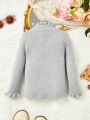 Infant Girls' Leisure Comfortable Basic Ruffle Edge Turtleneck Sweater