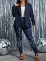 Women's Plus Size Mandarin Collar Suit Set