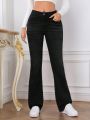 SHEIN Tall Women's Solid Color Flared Denim Jeans