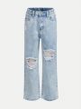 Tween Girl Ripped Straight Leg Jeans