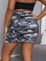 SHEIN SXY Plus Size Camouflage Pencil Skirt