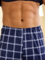 Men's Letter & Check Printed Pajama Set