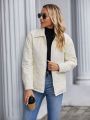 SHEIN LUNE Slant Pockets Drop Shoulder Quilted Coat