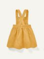 Cozy Cub Baby Girls' Solid Color Top, Overall Dress, And Headband Set With Mock Neck