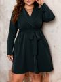 SHEIN Frenchy Plus Size Off Shoulder Belted Maxi Dress