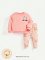 Cozy Cub Baby Girl Rabbit Print Sweatshirt & Sweatpants