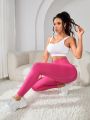 Wide Waistband Top-stitching Sports Leggings