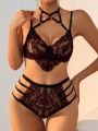 SHEIN Ladies' Sexy Lace Hollow Out Lingerie