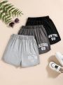 SHEIN Kids HYPEME Multiple Pieces Of Girls' Casual Shorts With Letter Print, For Older Children