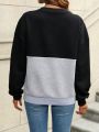 Women's Color Block Crisscross V-neck Sweatshirt