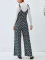 SHEIN WYWH Ditsy Floral Print Knot Shoulder Jumpsuit Without Tee