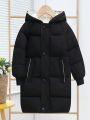 Boys' Hooded Single-breasted Padded Jacket For Kids