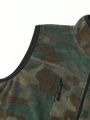 SHEIN In My Nature Men Camo Print Zipper Outdoor Vest Coat