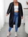 Plus Size Solid Color Drawstring Hooded Jacket