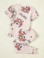 Baby Boy's Cute Little Tiger & Letter Printed Short Sleeve Top With Long Pants Homewear Set