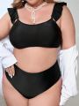 SHEIN Swim Chicsea Plus Size Solid Color Swimwear Top