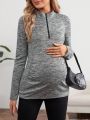 SHEIN Women's Floral Grey Maternity Long Sleeve T-shirt