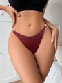 Women's Solid Color Studded T-back Thong