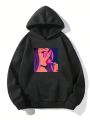 SHEIN Extended Sizes Men Plus Figure Graphic Hoodie