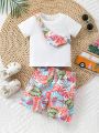 2pcs Toddler Boys' Floral Pattern Stylish Casual Summer Outfits