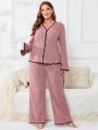 Plus Contrast Binding Button Front PJ Set