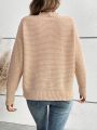 SHEIN Frenchy Knitted Sweater With Scallop Edge Detail And Drop Shoulder Sleeves