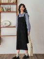 FRIFUL Women'S Double Pocket Overall Dress