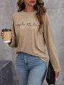 SHEIN LUNE Slogan Graphic Drop Shoulder Tee