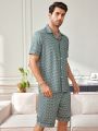 Men'S Printed Short Sleeve Homewear Set Full Of Letters