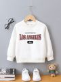 Young Boy Letter Graphic Thermal Lined Sweatshirt