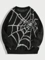 ROMWE Goth Men Spider Web Pattern Sweater