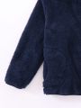 Boys' Fluffy Stand Collar Zipper Jacket