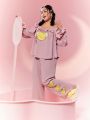 CARDCAPTOR SAKURA | SHEIN Plus Size Cartoon Print Ruffle Trim Pajama Set