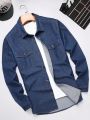 Men Flap Pocket Denim Shirt Without Tee