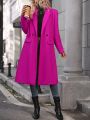 Lapel Neck Double Button Belted Overcoat