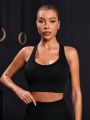 Seamless Yoga Sports Bra, High Intensity Support, Back Adjust Hook, Hollow Out Design, Suitable For Cycling, Sports And Daily Wear