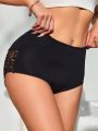 Women's Lace Panel Back Thong Panties