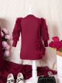 Infant Plush Patchwork Ribbed Knit Dress