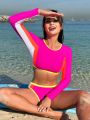 SHEIN Swim SPRTY Colorblock Two-piece Swimsuit Set