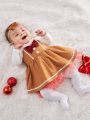 SHEIN Baby Girl Bow Front Contrast Mesh Costume Dress Without Top