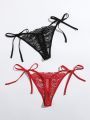 2pack Floral Lace Tie Side Thong Set