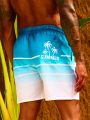 SHEIN Men's Gradient Drawstring Beach Shorts