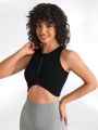 SHEIN Leisure Zipper Front Short Cut Sports Vest