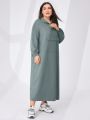 SHEIN Mulvari Plus Size Solid Color Dress With Decorative Patch